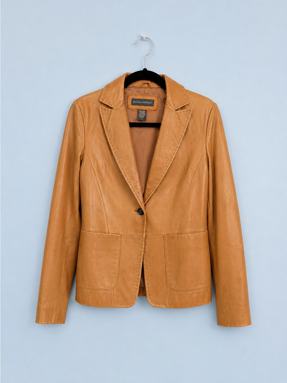 Banana Republic Cognac Leather Blazer Jacket